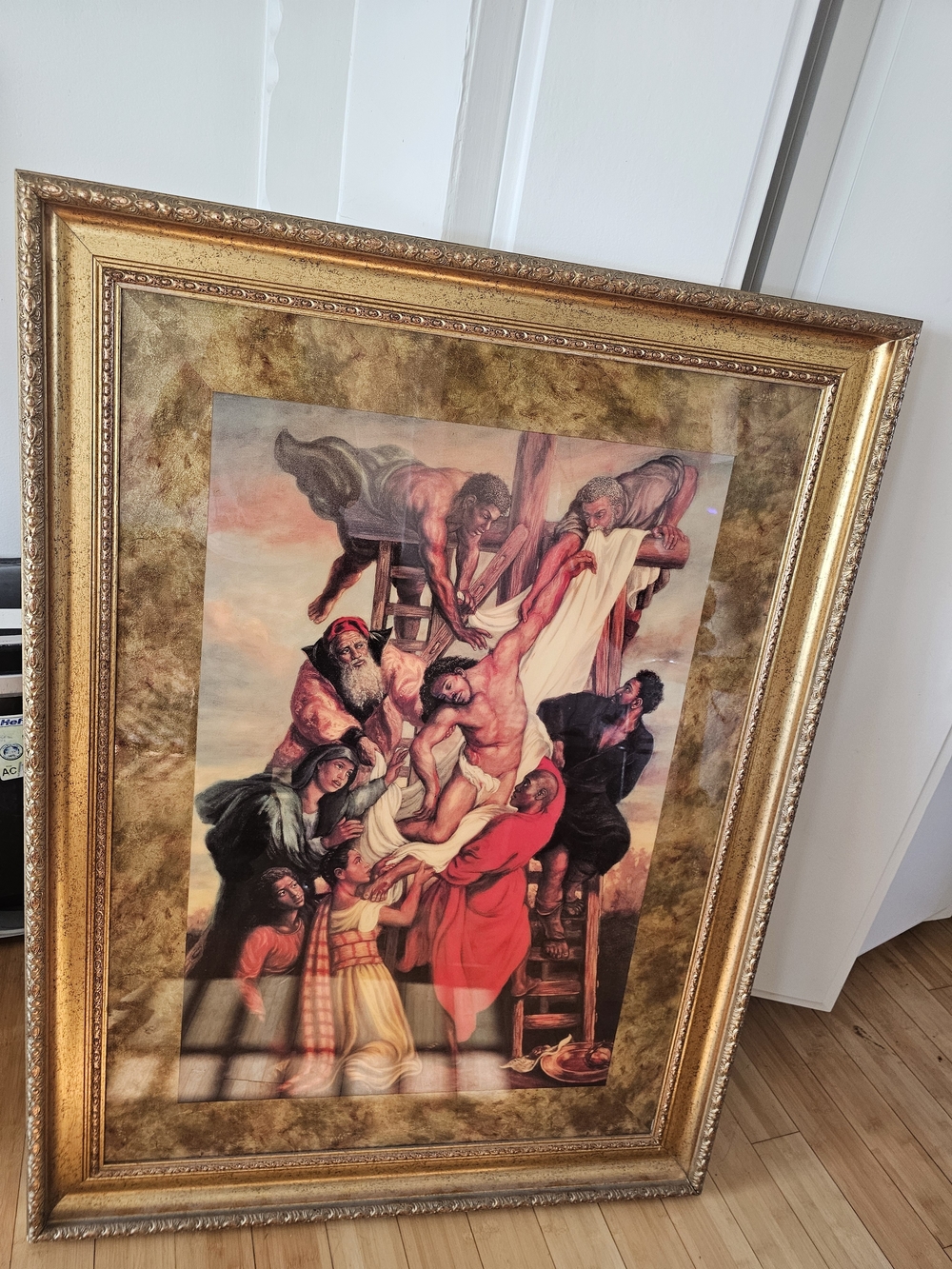 Gold Framed Religious Art Print - Gold Toned Canvas